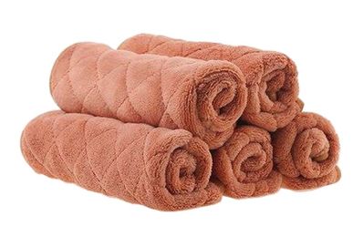 [D] Set of 5 Coral Velvet Kitchen Dish Towels Dish Cloths Absorbent Towels