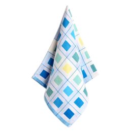 Set Of 3 Creative Pattern Cotton Towels Hand/ Face Towels, Blue