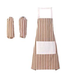 Kitchen Cotton Aprons Cute Adult Apron With A Pair Of Sleeves (Color: Brown)