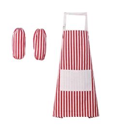 Kitchen Cotton Aprons Cute Adult Apron With A Pair Of Sleeves (Color: Red)