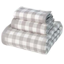 Towel Set; 1 Bath Towels, 1 Towels and 1 Washcloths / Premium Cotton (Color: Gray)